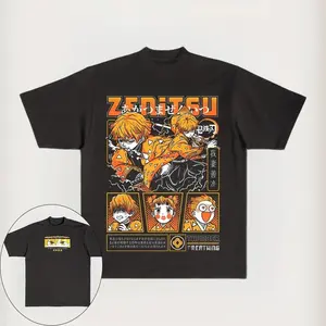 Demon Slayer Zenitsu Agatsuma Menswear T-Shirt - 100% Cotton Aesthetic Classic Soft Anime Print Mens Casual Short Sleeve Sports Top