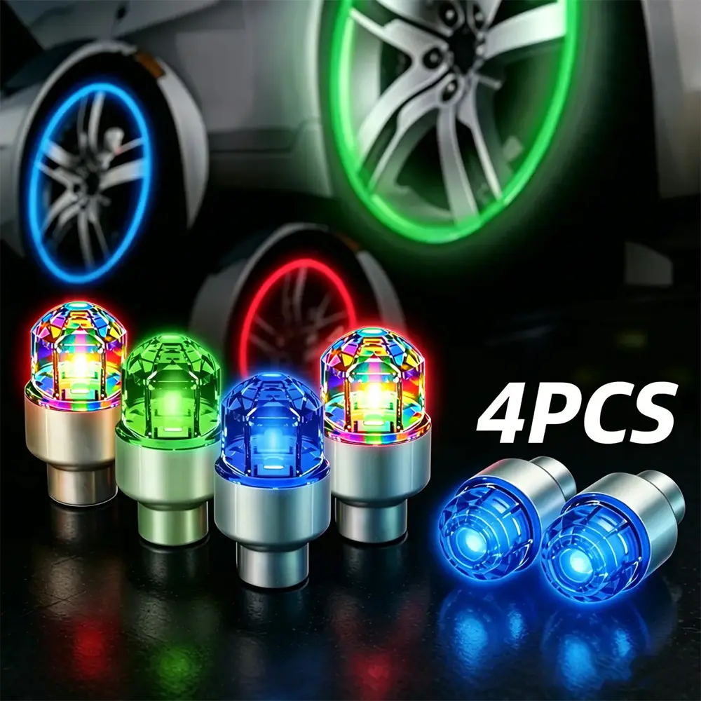 4 Pack 8 Pack LED Tire Valve Warning Lights, Vibration Sensor Glowing Wheel Safety Caps, 4 Mixed Colors Anti-Collision Night Visibility Upgrade, Waterproof Auto Wheel Lights for Car SUV Truck Family Commute