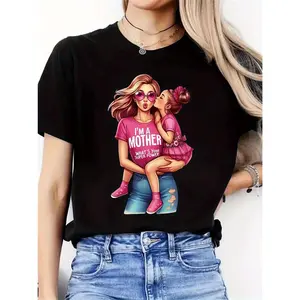 Super Mom, Mother's Day, Mother-daughter Outfits, Holiday Gifts, New Women's Round Neck Casual Sports Comfortable T-shirt
