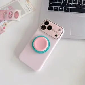 Jelly Stand Case For iPhone 17 Pro Max 14 15 16 Pro for Magsafe Magnetic Lens Shockproof Protective Luxury Wireless Charging Candy Holder Cover Accessories