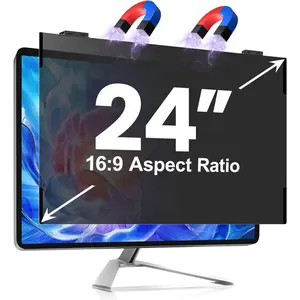 Removable Hanging Magnetic 24 Inch Privacy Screen for Computer Monitor, Fit 16:9 Frameless Widescreen, Anti Blue Light Anti-Glare Eye Protector Shield, Adhesive-Free Easy Installation