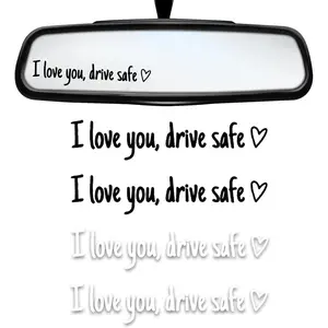 4 count I Love You Drive Safe Mirror Sticker, Cute  Decal for Rearview Window Windshield Bumper, Vinyl Tumbler Decal Sticker, Funny  Accessories for Girls Women Novice Driver (Black&White)