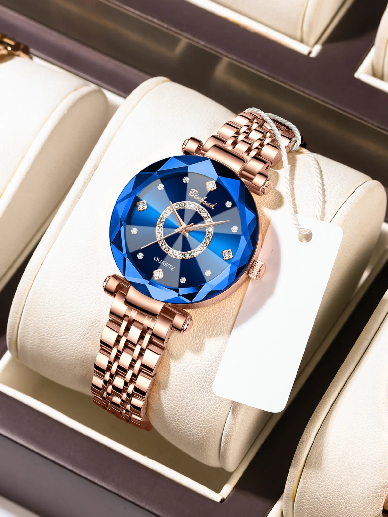 Ocean Heart Stellar Radiant Multi-Faceted Solid Women's Waterproof Watch, Elegant Light Luxury Timepiece for Every Occasion, Water Resistant Watch