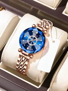 Ocean Heart Stellar Radiant Multi-Faceted Solid Women's Waterproof Watch, Elegant Light Luxury Timepiece for Every Occasion, Water Resistant Watch