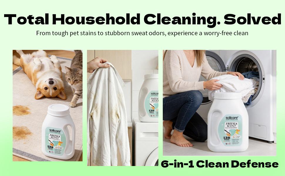 Z-Solicare-Fresh Freesia 6 in 1 Stain Fighting Odor Eliminating Ocean Breeze 138 Paks Multi-Chamber HE Compatible Laundry Detergent Pods for All Washing Machines Z-Solicare-Fresh Freesia 6 in 1 Stain Fighting Odor Eliminating Ocean Breeze 138 Paks Multi-Chamber HE Compatible Laundry Detergent Pods for All Washing Machines