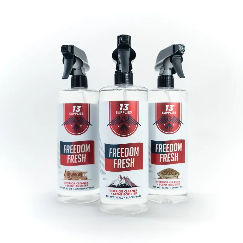 FREEDOM FRESH 32 oz Leather-Safe Interior Cleaner Spray - Car Upholstery Cleaner, Suede & Leather Ok, Dark Frost Aroma Odor Eliminator, Streak-Free Finish, Car Detailing Products, Lifts Oils & Light Stains, Simple Wipe-On Application