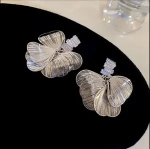 Zircon Hollow Petal Stud Earrings for Women