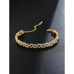 Elegant Heart Design Artificial Zircon Decor Charm Bracelet, Fashion Matching Bracelet, Iced out Jewelry for Party, Daily Decor, Trendy All-match & Exquisite Jewelry As Birthday Gift, Mothers Day Gift Ideas, Heart Shaped Bracelet