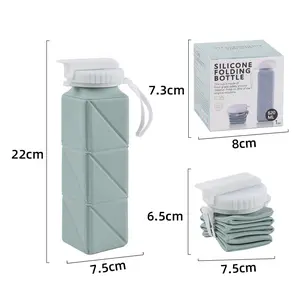 Collapsible Silicone Square Water Bottle: 650ml Portable and Expandable for Outdoor and Fitness Use
