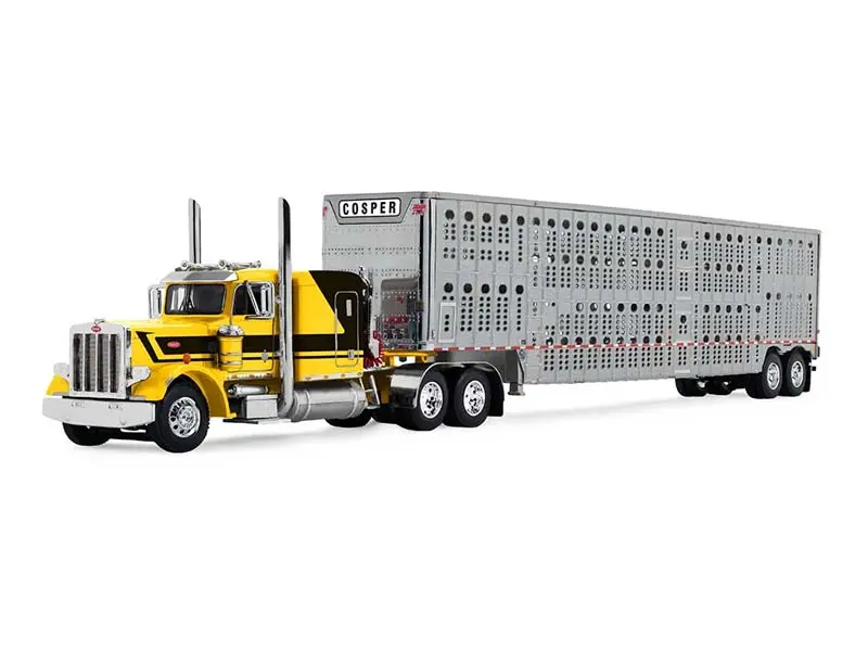 Peterbilt Model 359 w/ 63" Flat Top Sleeper & Wilson Silverstar Livestock Trailer (Red's Favorites - Hank Cosper) Diecast 1:64 Scale Model - DCP 69-2265