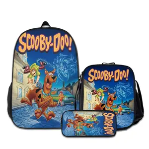 Scooby-Doo-3PCS Backpacks for Girls Set, Cute School Backpack for Girls Boys with Lunch Box and Pencil Case, Aesthetic Bookbag for Teens, Lightweight Classic Backpack for Travel, Work, Picnic A-0720