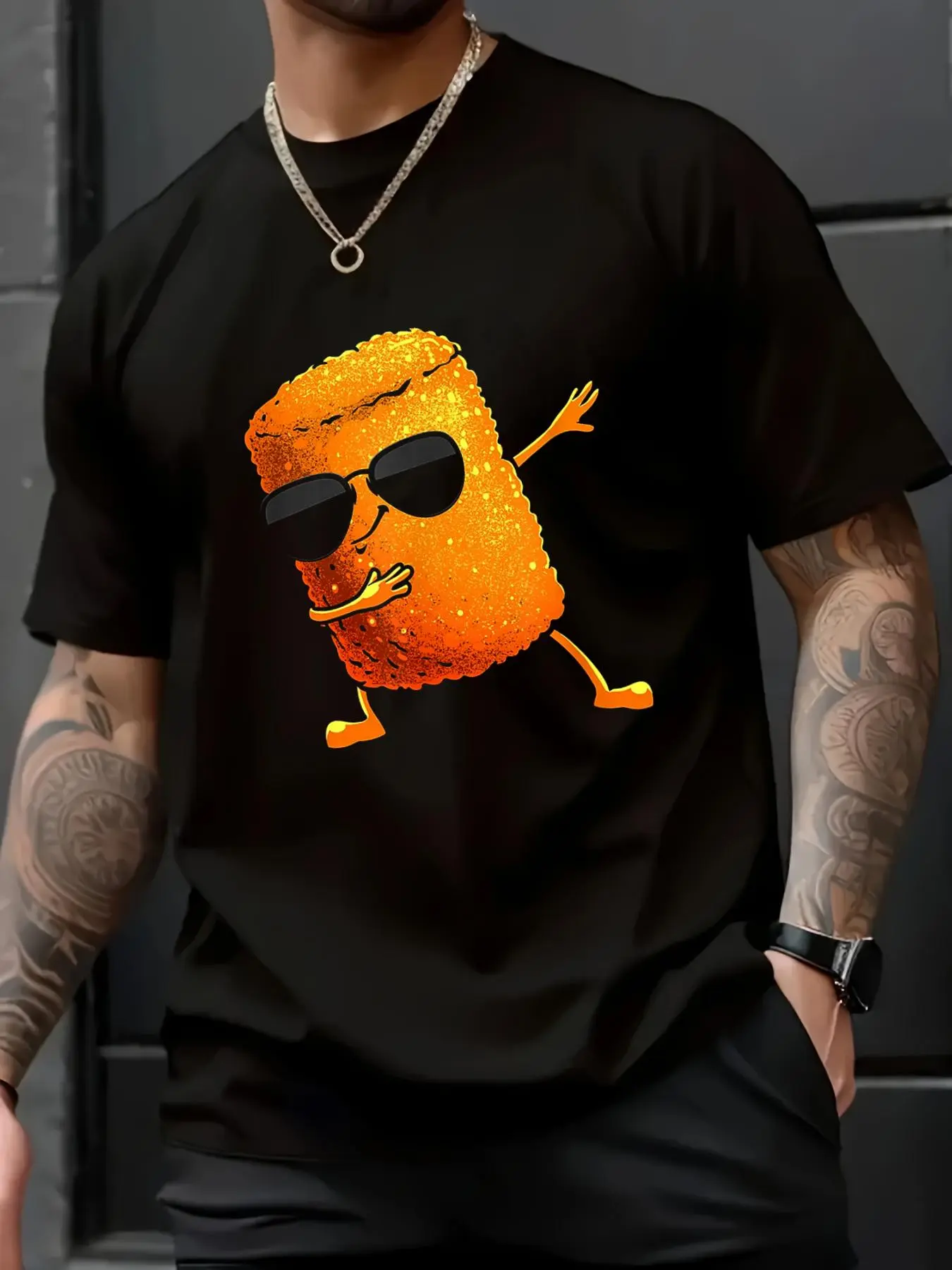 Menswear 100% Cotton Short-Sleeve Round Neck Casual Loose Unisex T-Shirt - Tater Tot Design for Tater Tot Lovers, Spring/Autumn Christmas Snowflake Fun Pattern, Top, Funny Streetwear, Tshirts, Graphic Tee Addict, Jackets, Super Soft