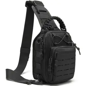Men's and Women's Outdoor Tactical Backpack with MOLLE System - Multi-functional EDC chest bag, handbag and crossbody bag for shooting, traveling, hiking and fishing - Durable Oxford fabric, waterproof, multi-color design