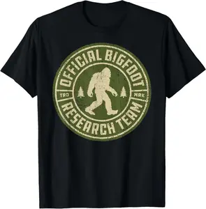 Bigfoot Research Team Retro Vintage Sasquatch Men Women Shirt Pure Cotton Graphic Tees Menswear Top: Gifts for Men & Women