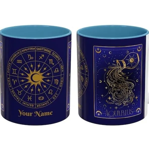 Personalized Aquarius Zodiac Mug, Custom Astrology Gift