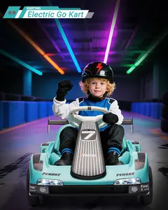Garvee 6V Kids' Electric Go Kart - Battery-Powered Ride-On Drift Car, Dual Motors, Remote Control, LED Lights, Safety Belt, 4 Wheels, 2 MPH Max Speed, for Ages 3-6, Grey