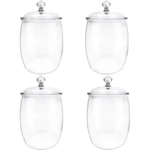 4 Pcs Candy Cookie Jar, 74 oz Clear Plastic Jars with Lids Apothecary Jars Candy Buffet Storage Containers Airtight Food Canister Home Organization for Kitchen Laundry and Party