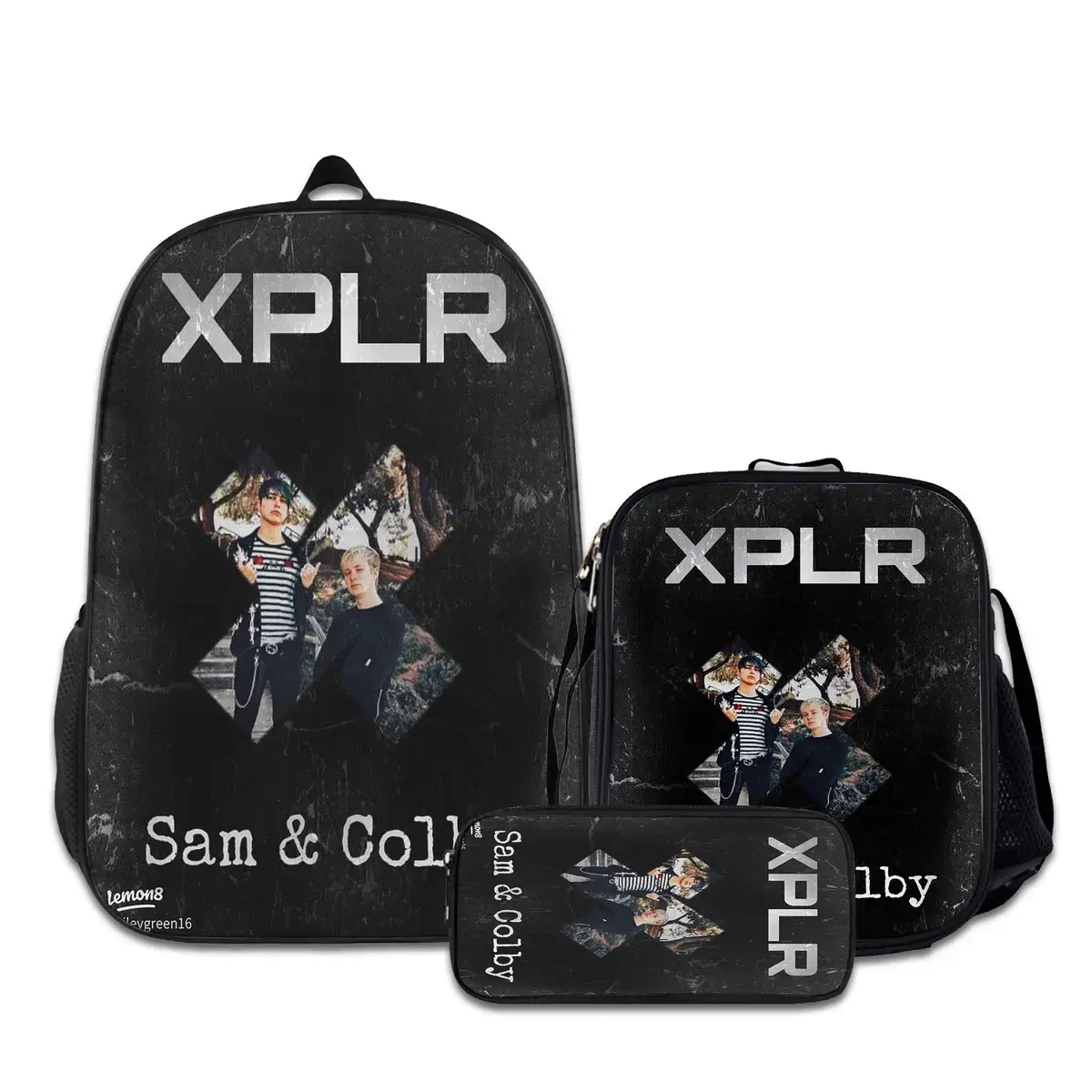 3PCS Backpacks for Girls Set, Cute sam-and-colby-1 School Backpack for Boys with Lunch Box and Pencil Case, Aesthetic Bookbag for Teens, Lightweight Classic Backpack for Travel, Work, Picnic