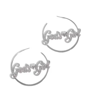Paparazzi Gods Girl Hoop Earrings Post with Sparkling Rhinestones and Heart Accent for Stylish Outfits