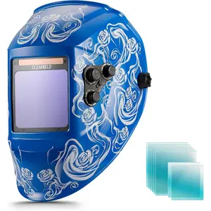 Auto Darkening Helmet with 10 Lens - 4"X4" Larger View Area, 180° Panoramic Lens + 4 Sensors, Shade 2.8-13 Helmets for Industrial, Beginner Friendly