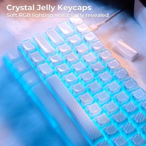 XVX Magic Wave Series White/Pink/Blue TransparentOEM Profile Side-Print Crystal Ice-Cube 136-Key Keycap Set for Mx Switches, Gaming Setup （only keycap, not include a keyboard）