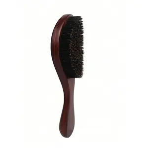 1pc Wooden Handle Boar Bristle Hair Brush, Detangling Styling Brush for Women, Barber Salon Hairdressing Tool, Ideal for Curly Hair, Back to School & Travel Essentials, Portable Hair Care Accessory