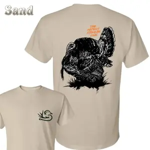 Turkey Hunting T-Shirt - Large Wild Turkey Back Graphic With Outdoor Small Front Chest Duck Hook Logo , Hunting Outdoor Lifestyle , Fall Season Field Wear , Tee For Turkey Hunters , Gift For Hunting Fans - KitchenEra
