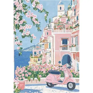 AmalfiCoast Diamond Painting ItalyTravel Handcrafted Bead Art Decor Picture Living Room Entryway Bedroom Background DreamDestination SummerVibes TravelAesthetic CozyVibes Theme Creative Wall Art Adult Diamond Embroidery Kit Home Ambiance Decor