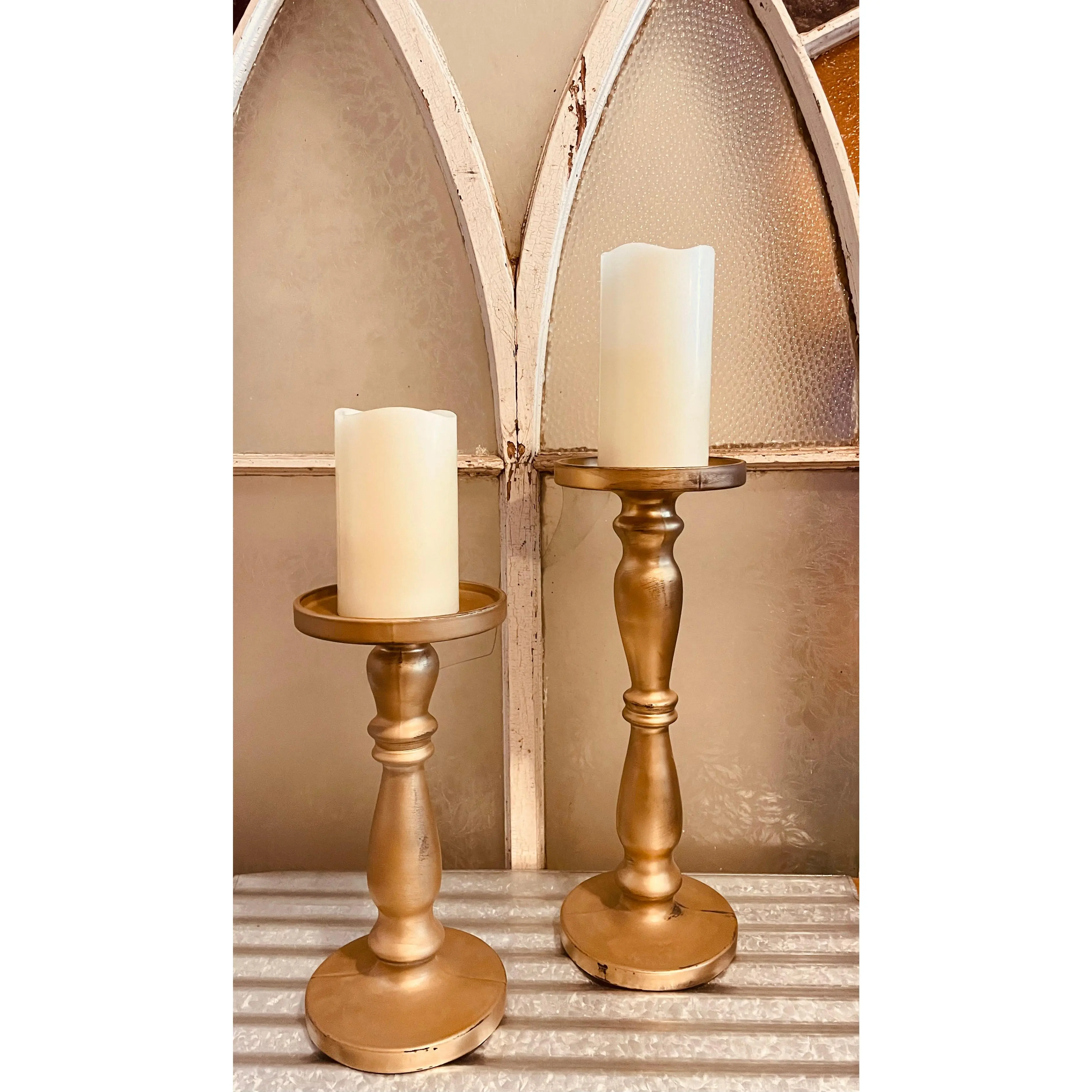 Antiqued Gold Candle Holder {sm}