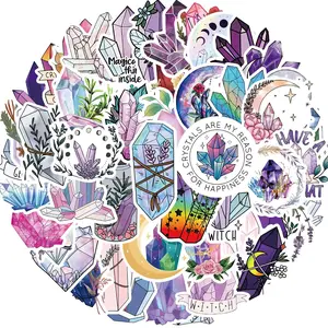Crystal Sticker Pack, 50pcs/set Aesthetic Vinyl Waterproof Sticker, Decorative Sticker for Water Bottle, Laptop, Phone, Scrapbooking, Journaling, Ornaments