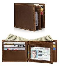 Mens Wallet With AirTag Holder, Bifold Leather RFID Blocking 1-2 ID Windows 12-13 Card Holders, Gift Box and Screen Protector Included, AirTag Not Included