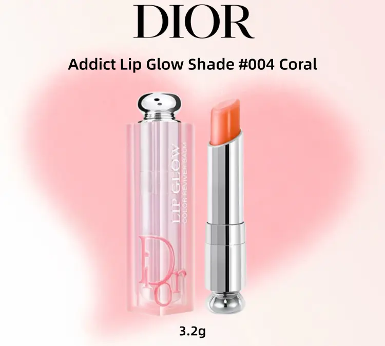 Dior Addict Lip Glow Shade #004 Coral 3.2g - Radiant Lip Color for a Natural Glow