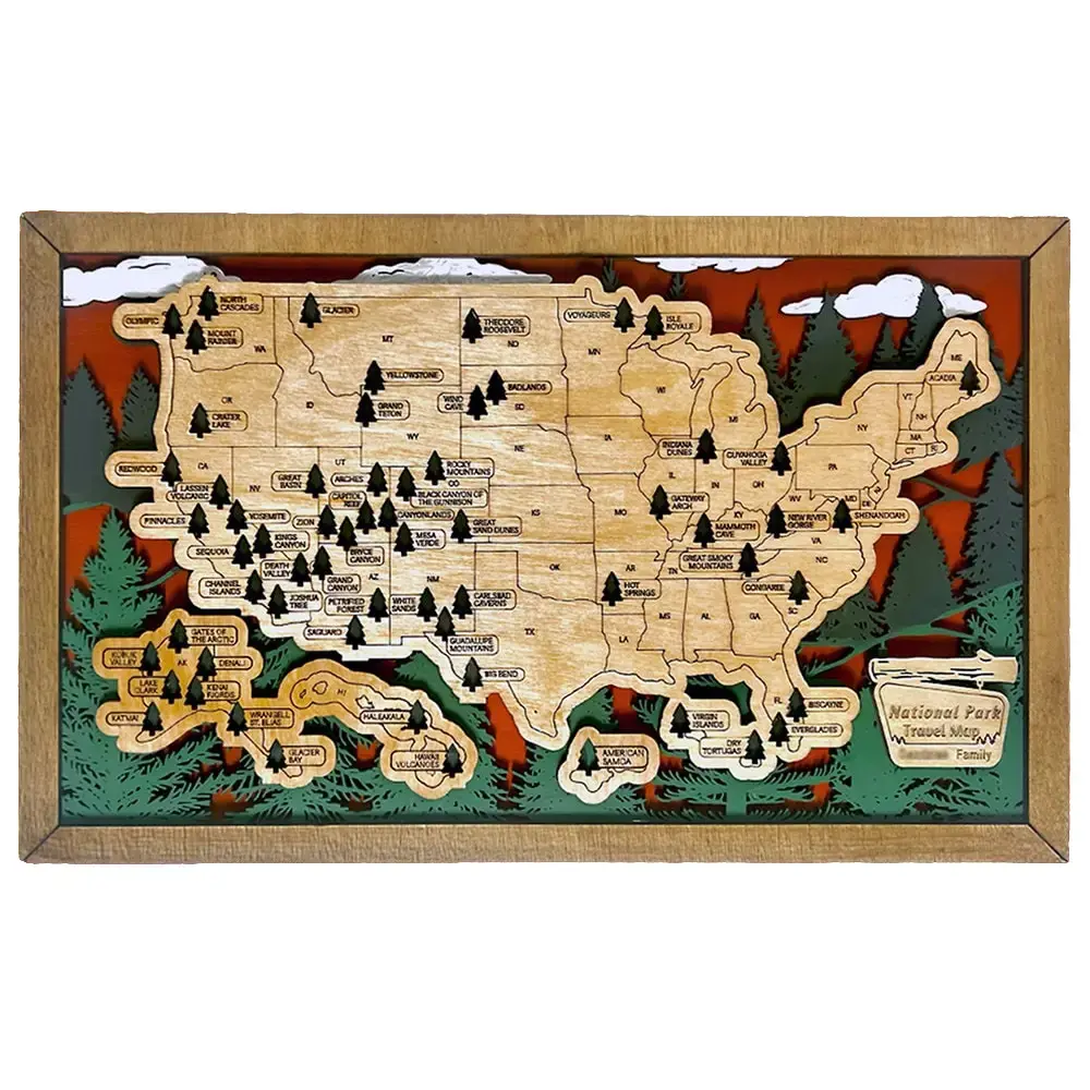 XL US National Parks Travel Map, National Parks Marker, Personalized US Travel Map, Travel Home Decor, Gift Travelers Hikers , 2ToneRG