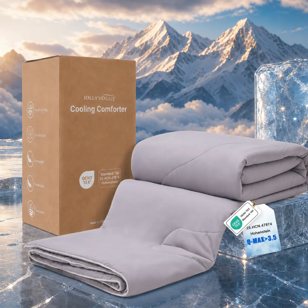 JOLLYVOGUE Bamboo-Derived Rayon Large Cooling Blanket - Ultra-Fine Fiber Breathable Cozy Soft Bedding Throw, Hot Sleeper/Hot Flash Relief, Snag-Resist, Machine Washable, Gift-Box Ready Gift Blanket for Teenage Bedrooms, Breathable Cozy Blanket, Lightweigh