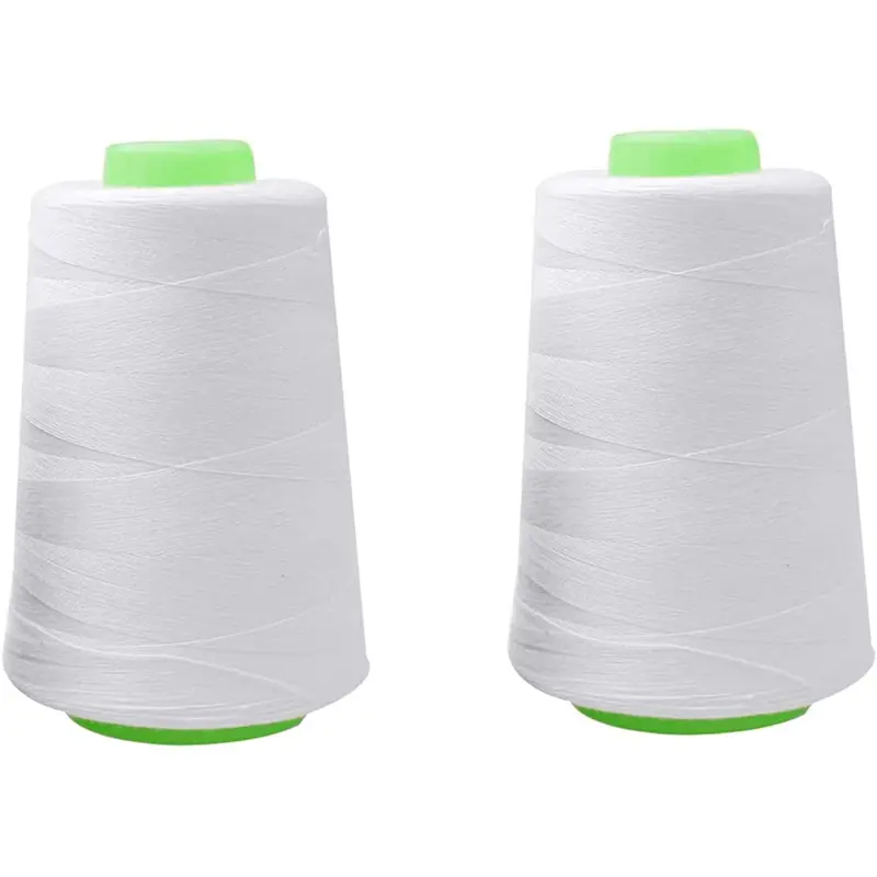 Strong White Polyester Sewing Thread, 2 Spools (700 yd Each) for Machine & Hand Use, Ideal for Garment Repairs & Quilting