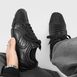 Timeless Black Leather Casual Shoes for Men All-Day Comfort Closed Toe Design Ideal for Everyday Wear - Boy