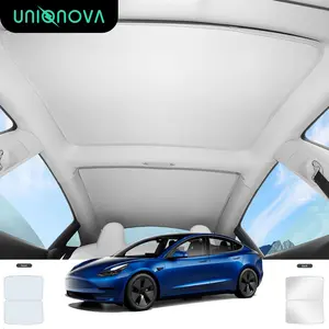 Tesla Model 3/Y Roof Sunshades Icy Crystal Glass Sun Protection Heat Insulation Foldable Cover UV Blocking Top Window Grey Tesla Interior Accessory
