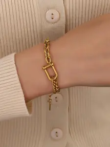 Geometric Horsebit Bracelet, U-Shaped Unique Hand Chain, Fashionable Durable Design, Hip-Hop Style Jewelry, Perfect for Parties and Gifts