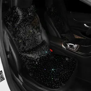 Rhinestone Car Short Plush Seat Cushion, Cute Car Seat Cushion, Universal for Car SUV Truck, Car Headrest Pillow & Lumbar Pillow, Car Seat Decorative