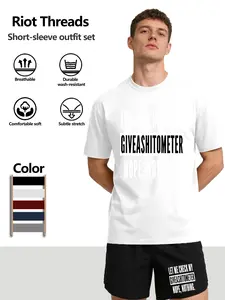 Men's Funny "GIVEASHITOMETER" Slogan T-Shirt & Shorts Matching Set - Attitude Streetwear Outfit