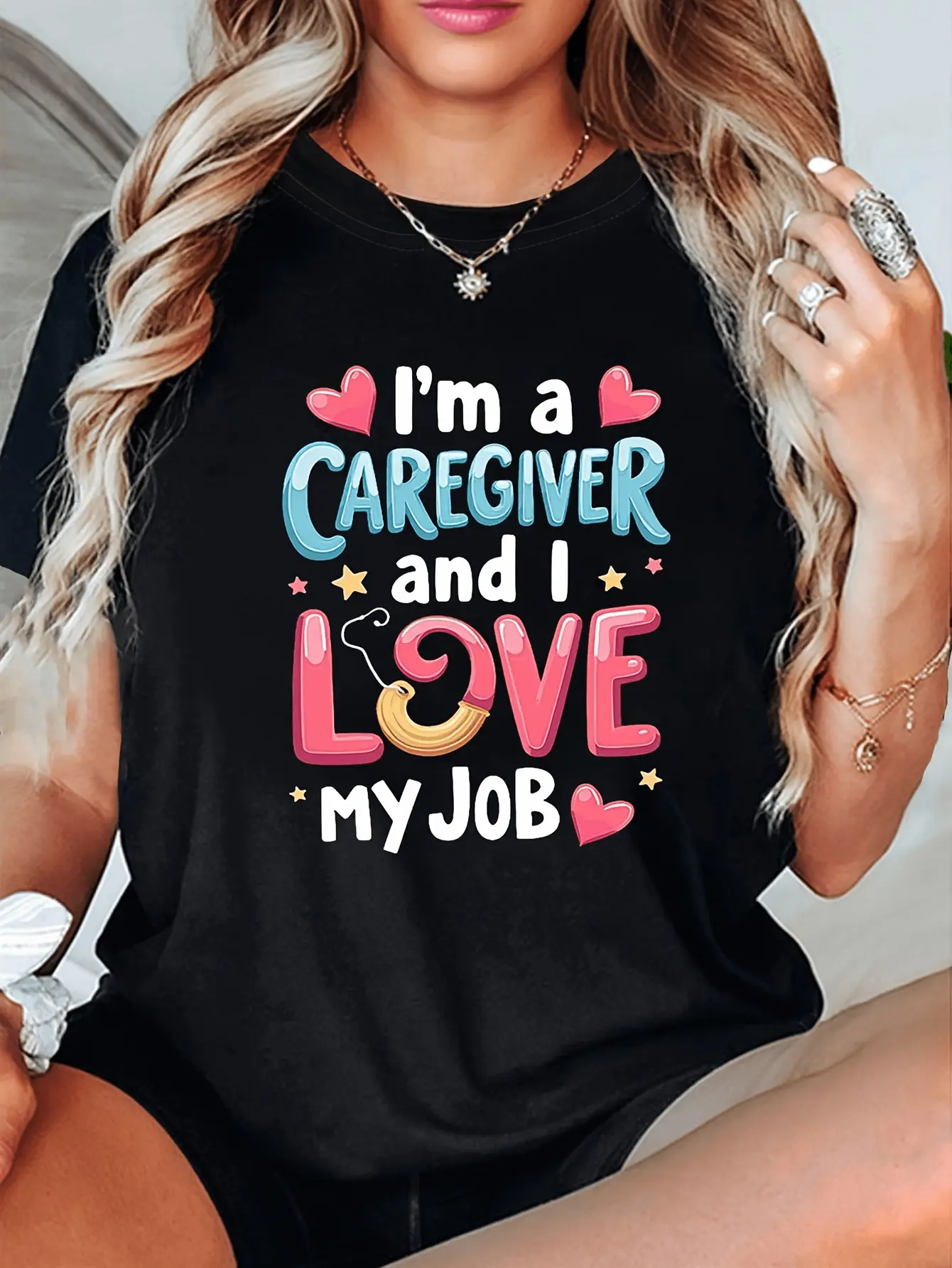 Caregiver TShirt for Unisex Proudly a Caregiver Pa unisex soft cotton short sleeve t shirt, vintage graphic casual tee for men women teens, perfect birthday holiday gift for camping travel gym daily street  wear