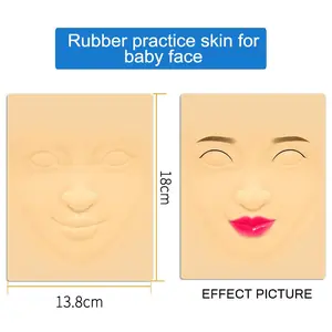 High-end Full Face Tattoo Practice Skin Soft Silicone Fake Skin, Eyebrow Eyeliner Lip Nose Microblading Permanent Makeup PMU Practice Tool