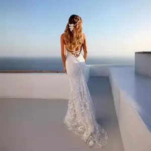 summer V-neck white midi dress lace corset wedding dress Formal Womenswear