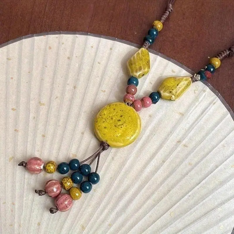 Yellow Round Bead Necklace
