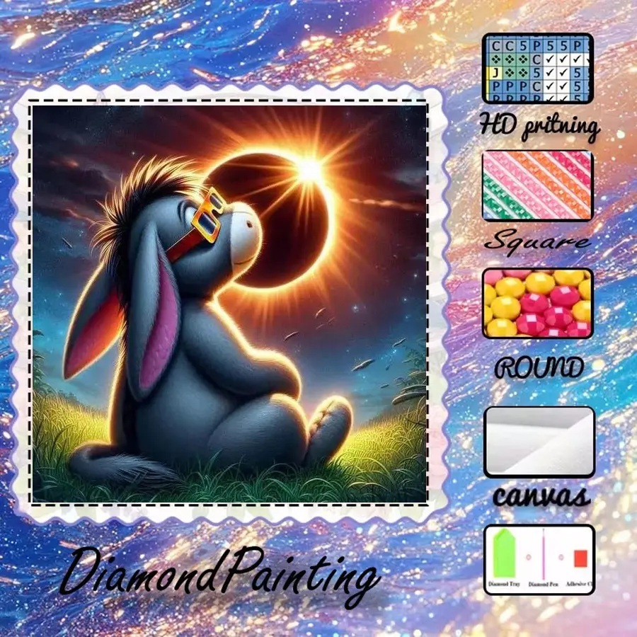 5D-DIY, high-quality velvet canvas, diamond art, diamond painting, Yier, solar eclipse AB diamonds, fairy dust diamonds, crystal diamonds, perfect home decoration, handmade diamond art painting kit, special craft diamond art kit, Handicraft