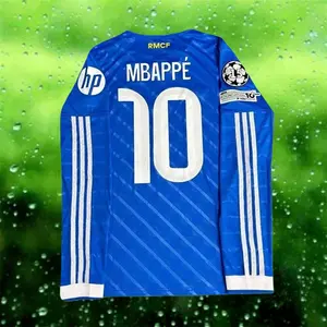 25 26 Away blue No.10 Mbappe Long sleeve Soccer Jersey
