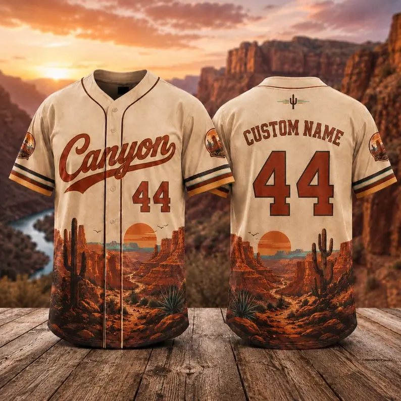 Custom Canyon Baseball Jersey, Personalized Name Number Baseball Shirt, Desert Western Vintage Jersey, Arizona Canyon Shirt, Sports Gift