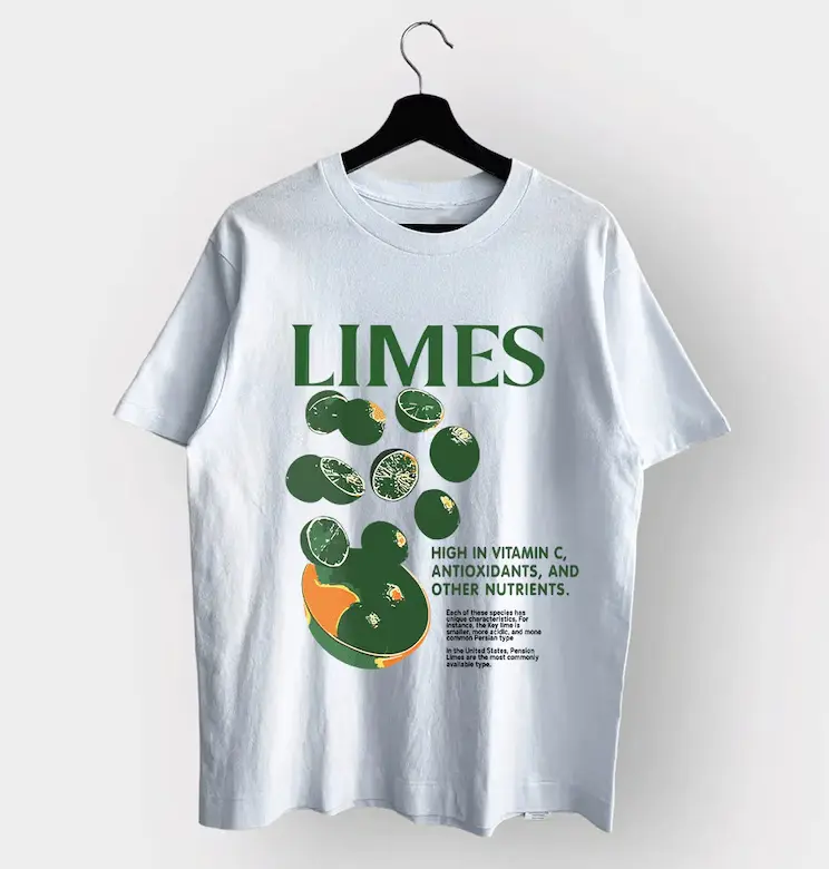 Limes Graphic Tee, Vegetables Shirt, Fruit Shirt, Lemon Shirt, Unisex Sweatshirt, Gift for Women and Men, Retro-Style Vintage Unisex T-Shirt
