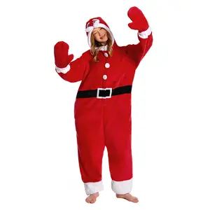 OLAOLA Unisex Adult Plush Santa Claus Onesie Christmas Pajamas