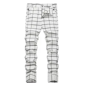 JUNBAOSS Men's Slim Fit Stretch Dress Pants Plaid Skinny Pants for Men, Straight Leg Fashion Comfort Flex Waist Pants, Men's Casual Business Golf Dress Chinos Pants